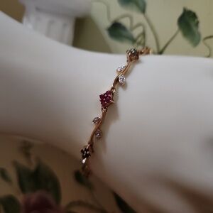 JTV Multi Stone 18K Yellow Gold Sterling Silver Bracelet